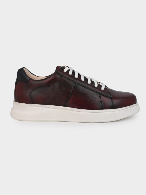 Sleek Lace-Up Sneakers for the Fashion-Forward Man Dark Cherry - Image 3